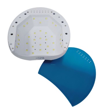 LED/UV Lámpara Sun 2C, 48 W, Blanco con almohadilla de goma rosa