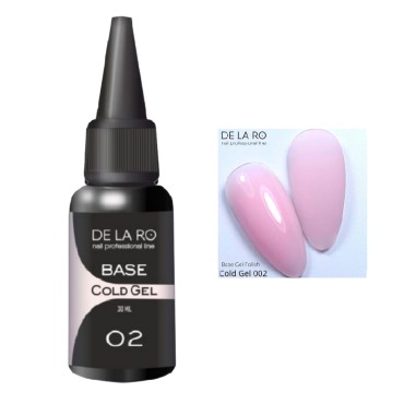 Cold Gel Base 02 DE LA RO, gel líquido nude rosa cálido, 30 ml