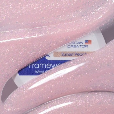 Framework Gel West Coast Sunset Peach American Creator, Gel constructor rosa con micro brillo, 30 ml