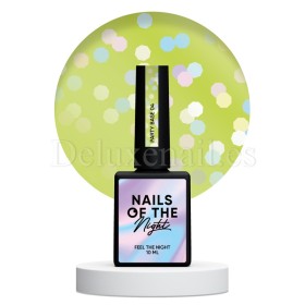 Kit de 3 Party Bases NAILSOFTHENIGHT, blanco, amarillo, azul turquesa con hexágonos brillantes