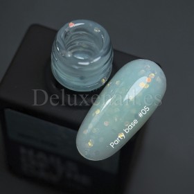 Kit de 3 Party Bases NAILSOFTHENIGHT, blanco, amarillo, azul turquesa con hexágonos brillantes