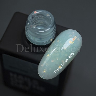 Kit de 3 Party Bases NAILSOFTHENIGHT, blanco, amarillo, azul turquesa con hexágonos brillantes