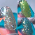 Kit de 3 Party Bases NAILSOFTHENIGHT, blanco, amarillo, azul turquesa con hexágonos brillantes