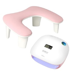 Kit Apoyabrazos Mariposa Rosa + Lámpara SUN 4S Original, 48 W, Blanco/Rosa