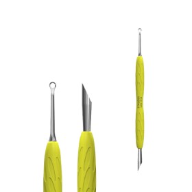 PQ-11/2y - Empuja cutículas con anillo con mango de silicona Staleks Pro UNIQ