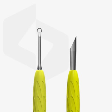 PQ-11/2y - Empuja cutículas con anillo con mango de silicona Staleks Pro UNIQ