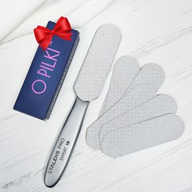 PROMO MBE-10 - Base de acero inoxidable para pedicura Staleks con REGALO caja de recambios O pilki 120 gr, 25 uds