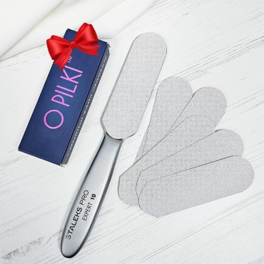 PROMO MBE-10 - Base de acero inoxidable para pedicura Staleks con REGALO caja de recambios O pilki 120 gr, 25 uds