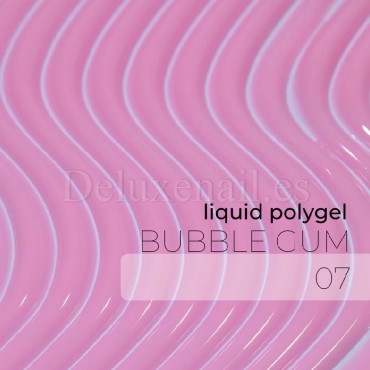 Liquid Polygel Bubble Gum 07 DE LA RO, polygel líquido de color rosa bebé frio, 30 ml