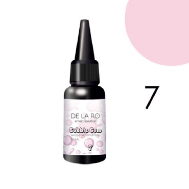 Liquid Polygel Bubble Gum 07 DE LA RO, polygel líquido de color rosa bebé frio, 30 ml