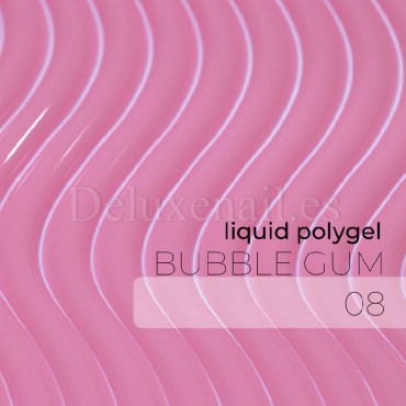 Liquid Polygel Bubble Gum 08 DE LA RO, polygel líquido de color rosa bebé cálido, 30 ml