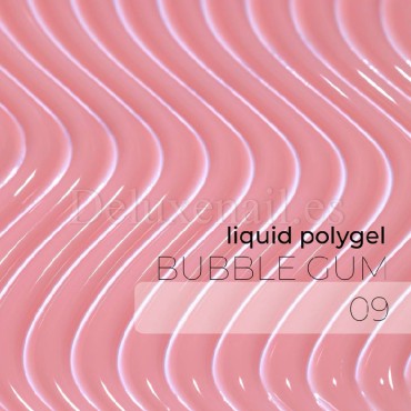 Liquid Polygel Bubble Gum 09 DE LA RO, polygel líquido de color nude melocotón, 30 ml