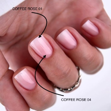 Liquid Polygel Coffee Rose 01 DE LA RO, polygel líquido de color blanco lechoso, 30 ml