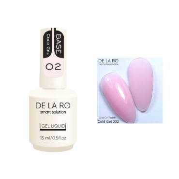 Cold Gel Base 02 DE LA RO, gel líquido nude rosa cálido, 15 ml
