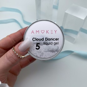 Cloud Dancer 05 Amokey DE LA RO, gel constructor de color blanco lechoso traslúcido con efectos brillantes, 15 ml