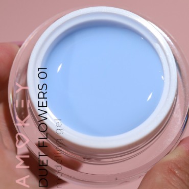 Duet Flowers Gel 01 Amokey DE LA RO, gel constructor de color azul cielo, 15 ml