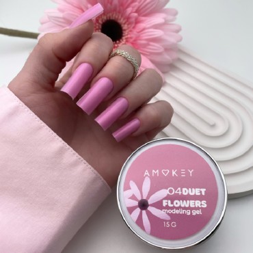 Duet Flowers Gel 04 Amokey DE LA RO, gel constructor de color fucsia, 15 ml