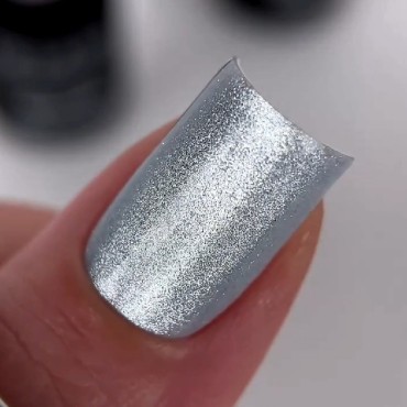 Colección Crystal Cat Eye DE LA RO, 3 esmaltes semipermanentes ojo de gato plateados de 12 ml