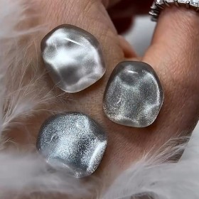 Colección Crystal Cat Eye DE LA RO, 3 esmaltes semipermanentes ojo de gato plateados de 12 ml