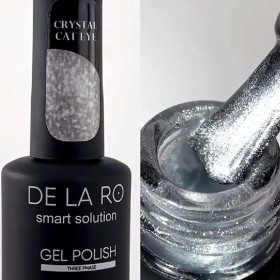 Crystal Cat Eye DE LA RO, ojo de gato esmalte semipermanente plateado, 12 ml