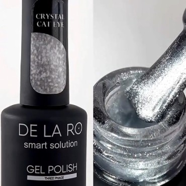 Crystal Cat Eye DE LA RO, ojo de gato esmalte semipermanente plateado, 12 ml