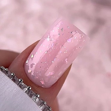 Cloud Dancer 02 Amokey DE LA RO, gel constructor de color blanco lechoso traslúcido con efectos brillantes, 15 ml