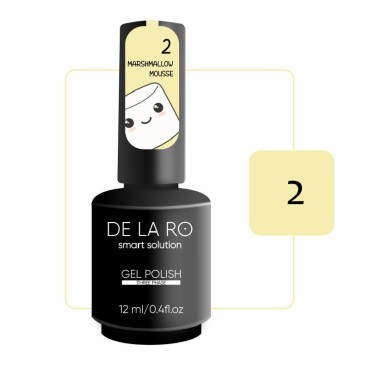 Marshmallow Mousse 02 DE LA RO, esmalte semipermanente amarillo vainilla pastel, 12 ml