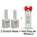 Kit de reparación 2+1 NAILSOFTHEDAY - 2 Scotch Base 10 ml + Nail Prep 200 ml REGALO