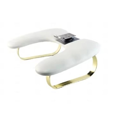 Reposabrazos Mariposa con soporte para móvil, blanco moteado, patas doradas, 1 un