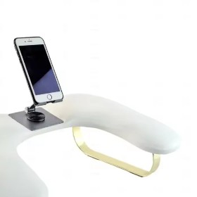 Reposabrazos Mariposa con soporte para móvil, blanco moteado, patas doradas, 1 un