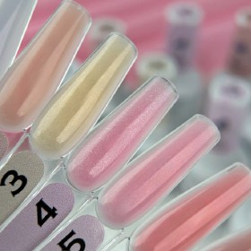 Base New France Shimmer 05 DE LA RO, base camuflaje, rosa claro con micro brillo, 12 ml