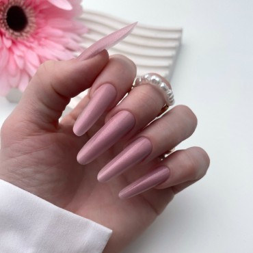 Base New France Shimmer 08 DE LA RO, base camuflaje, rosa con micro brillo, 12 ml