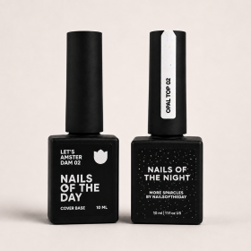 KIT NAILSOFTHEDAY Base natural Let’s Amsterdam - blanco leche + 1 Top Opal 02 - blanco leche con micro brillo opal