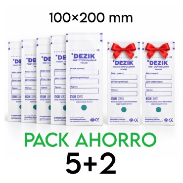 PACK AHORRO - 7 paquetes de Bolsas de esterilización Dezik 100x200 mm autosellantes, blanco, 700 uds (0,08 €/ud)