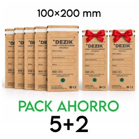 PACK AHORRO - 7 paquetes de Bolsas de esterilización Dezik 100x200 mm autosellantes, marrón, 700 uds (0,08 €/ud)