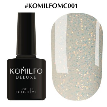 Esmalte Permanente Komilfo Moon Crush 001 (micro brillo dorado transparente), 8 ml.