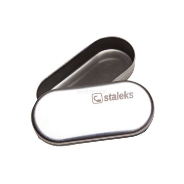 Caja de acero inoxidable con tapa protectora Staleks, 9x4 cm, 1ud