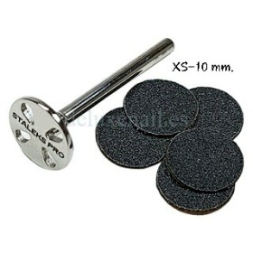 PDset-10 (XS-Ø10 mm) Set Podo Disco de acero inoxidable con 5 discos desechables Staleks, Grano 180