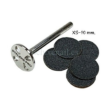 PDset-10 (XS-Ø10 mm) Set Podo Disco de acero inoxidable con 5 discos desechables Staleks, Grano 180