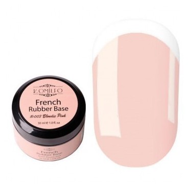 Rubber Base French 003 Blondie Pink sin pincel Komilfo, Rosa Claro, 30 ml