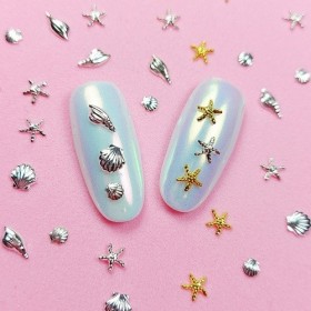 Decoración Metálica, Conchas del mar, Plata, 10 un.