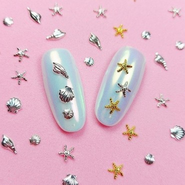 Decoración Metálica, Conchas del mar, Plata, 10 un.