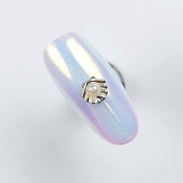 Decoración Metálica, Conchas del mar (grande) con perla, Plata, 5 mm., 10 un.