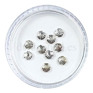 Decoración Metálica, Conchas del mar (pequeñas), Plata, 3 mm., 10 un.