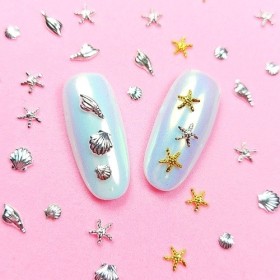 Decoración Metálica, Estrellas del mar, Plata, 10 un.