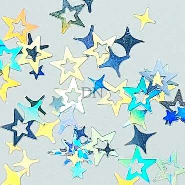Decoración Mix Estrellas 03, Plata multicolor (diferentes tamaños)
