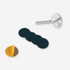 PDset-15 (S-Ø15 mm) Set Podo Disco de acero inoxidable con 5 discos desechables Staleks, Grano 180