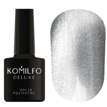 Esmalte permanente Ojo de gato 9D Silver Komilfo , Plata, 8 ml