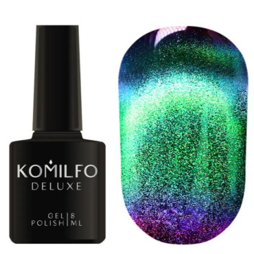 Esmalte permanente Ojo de gato 9D 005 Komilfo, Esmeralda/Vino, 8 ml