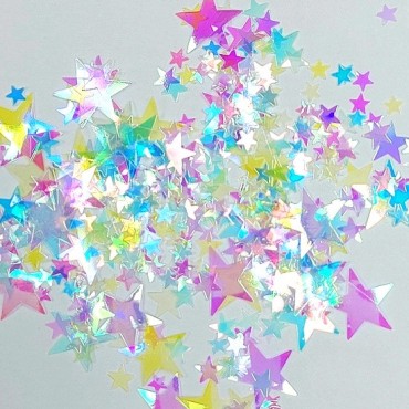 Decoración Estrellas 01, Transparente multicolor (diferentes tamaños)